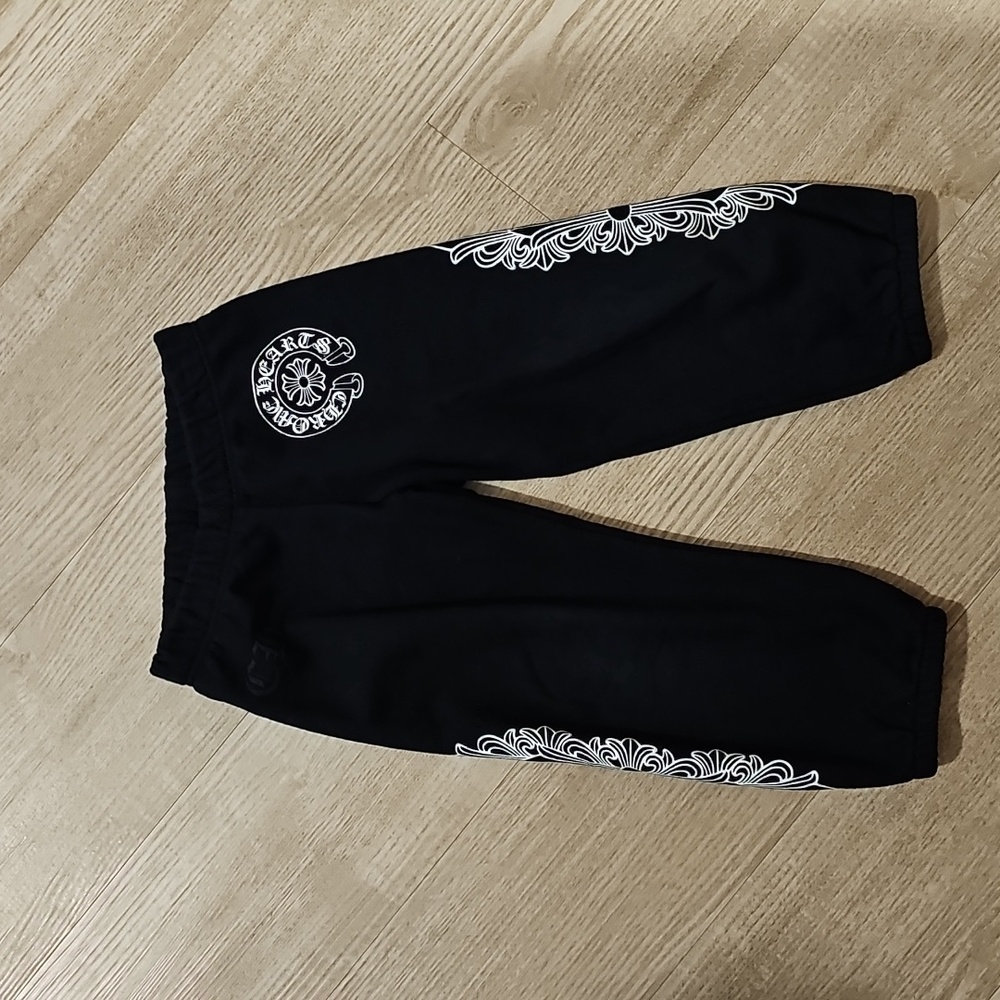 Chrome Hearts Black and White Joggers with Ornate Patterns